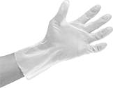 Image of ProductInUse. Front orientation. Gloves. PVC Chemical-Resistant Gloves, Gloves.
