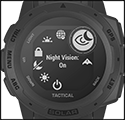 Image of ProductInUse. Night Vision Mode. Front orientation. ZoomedIn view. Contains Border. Night Vision Mode. Multifunction Smartwatches.