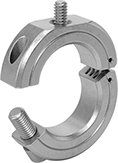 Image of Product. Front orientation. Pipe Hangers. Stackable Clamp Pipe Hangers, Hinged, End Clamps.