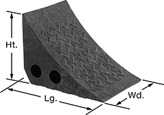 Image of Product. Front orientation. Contains Annotated. Wheel Chocks. Recycled Plastic Wheel Chocks, Not Reversible.