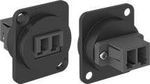Image of Product. Front orientation. Contains MultipleImages. Fiber-Optic Connectors. Panel-Mount Fiber-Optic Adapters, LC Female × LC Female.