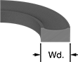 Image of Attribute. Front orientation. CrossSection view. Contains Annotated. Oil-Resistant Buna-N Backup Rings.