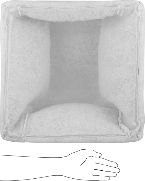Image of Product. Front orientation. Contains SizingReference. Cube Air Filter, 15" Deep, 20 x 20 HVAC Filter Trade Size.
