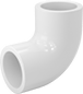 Image of Product. Front orientation. Pipe and Fittings. Flame-Retardant High-Purity PVDF Pipe Fittings for Harsh Chemicals, 90° Elbow Connectors, Socket Fusion Weld Female.