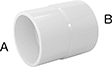 Image of Product. Front orientation. Contains Annotated. Pipe and Fittings. Flame-Retardant High-Purity PVDF Pipe Fittings for Harsh Chemicals, Straight Reducing Adapters, Socket Fusion Weld Male × Socket Fusion Weld Female.