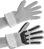 Image of ProductInUse. Front orientation. Gloves. Latex Chemical-Resistant Gloves, Heavy Duty, Cut Protection, Gloves.