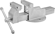 Image of Product. Front orientation. Vises. Stainless Steel Bench Vises for Washdown Applications, With Flat Jaws, Fixed Base.