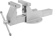 Image of Product. Front orientation. Vises. Stainless Steel Bench Vises for Washdown Applications, With Flat and Pipe Jaws, Fixed Base.