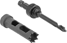 Image of Product. Hole Saw. Front orientation. Pipe and Fittings. Low-Pressure Aluminum Quick-Connect Pipe Fittings, Saddle Tap Tees, Quick-Connect Female × Quick Disconnect.