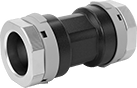 Image of Product. Front orientation. Pipe and Fittings. Low-Pressure Aluminum Quick-Connect Pipe Fittings, Straight Connectors, Quick-Connect Female.