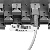 Image of ProductInUse. Rectangular Flag. Front orientation. Label Printer Tape. Brady Label Printer Tape for Wire and Cable, Pre-Cut Wire and Cable Tags.