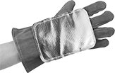Image of ProductInUse. Front orientation. Backhand Pads. Rayon Fabric, 7 1/2" Long.