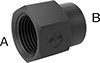 Image of Product. Female × Female. Front orientation. Contains Annotated. Pipe and Fittings. Plastic Pipe Fittings for Food and Beverage, Straight Reducers, Female, Threaded Fitting Connection, Hex Body.