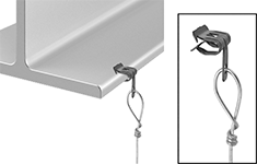 Image of ProductInUse. Front orientation. Contains Inset. Beam Clamps. Beam Clamps with Tie Wire Hangers.