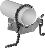 Image of ProductInUse. Front orientation. Vises. Bench-Mount Pipe Vises, Chain Style.