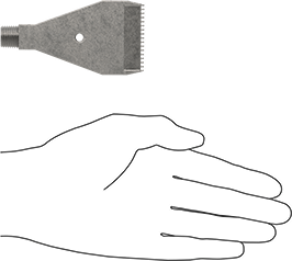 Image of Product. Side1 orientation. Contains SizingReference. Wide-Airflow Air Nozzle, 316 Stainless Steel, 1/4 NPT Male.