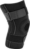 Image of Product. Front orientation. Knee Supports. Open Kneecap with Hook-and-Loop Straps.