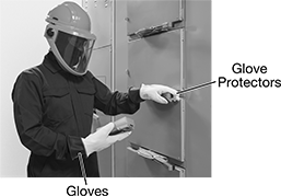 Image of ProductInUse. Front orientation. Contains Annotated. Protectors for Gloves.