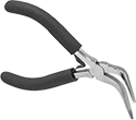 Image of Product. Front orientation. Long-Nose Pliers. Static-Control Bent Nose Pliers, Standard Nose with Flat Jaw, Cushion Grip, 75° Jaw Bend.
