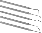 Image of Product. 5 Pieces. Front orientation. Picks. Precision Pick Sets, Straight Handle, 5 Pieces.