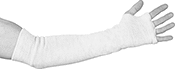 Image of ProductInUse. Front orientation. Arm Sleeves. Heat-Protection Arm Sleeves, Sleeve With Thumb and Finger Slots, Nomex Fabric.