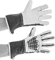 Image of Product. Open Cuff with Knuckle Guards. Front orientation. Gloves. MIG Welding Gloves.