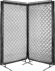 Image of Product. Two Partitions Shown. Front orientation. Sound Barrier Partitions.