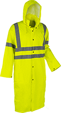 Image of Product. Polyurethane Rubber-Coated Polyester—High Visibility. Front orientation. Jackets. Rain Coats, Polyester Fabric, Polyurethane Rubber Coating, Fluorescent Yellow.