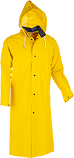 Image of Product. PVC-Coated Polyester. Front orientation. Jackets. Rain Coats, Polyester Fabric, PVC Coating, Yellow.