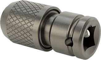 Image of Product. Back orientation. Strong-Hold Bit Adapter for Ratchet Wrenches, with Quick-Change Chuck, 1/4" Square Drive, 1/4" Hex Shank.
