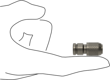 Image of Product. Side1 orientation. Contains SizingReference. Strong-Hold Bit Adapter for Ratchet Wrenches, with Quick-Change Chuck, 1/4" Square Drive, 1/4" Hex Shank.