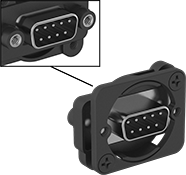 Image of Product. Front orientation. Contains Inset. D-Sub Connectors. Panel-Mount D-Sub Adapters, DB9 Male × DB9 Male.