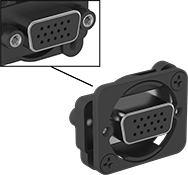 Image of Product. Front orientation. Contains Inset. D-Sub Connectors. Panel-Mount D-Sub Adapters, HD15 Female × HD15 Female.