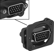 Image of Product. Front orientation. Contains Inset. D-Sub Connectors. Panel-Mount D-Sub Adapters, HD15 Male × HD15 Male.