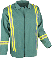Image of Product. Jacket with Arc-Flash Protection. Front orientation. Jackets. High-Visibility Welding Jackets, Cotton Fabric, Green.
