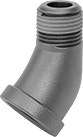 Image of Product. NPT Female × NPT Male. Front orientation. Pipe and Fittings. Low-Pressure Iron and Steel Threaded Pipe Fittings with Sealant, 45° Elbow Adapters, Male, Female, Threaded Fitting Connection.