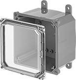 Image of Product. Front orientation. Electrical Enclosures. Clear-View Versa-Panel Watertight Enclosures, Lift-Off Cover with Front View.