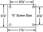 Image of Specification. Front orientation. Contains Annotated. Mounting Plate Style 3. Pneumatic Casters with Rubber Wheels.