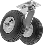 Image of Product. Dual-Wheel Swivel. Front orientation. 2 Wheels. Pneumatic Casters with Rubber Wheels, Swivel.