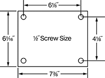 Image of Specification. Front orientation. Contains Annotated. Mounting Plate Style 4 . High-Capacity Pneumatic Casters with Rubber Wheels.