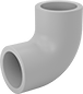 Image of Product. Front orientation. Pipe and Fittings. High-Purity Polypropylene Pipe Fittings for Drinking Water, 90° Elbow Connectors, Socket Fusion Weld Female.