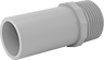 Image of Product. Front orientation. Pipe and Fittings. High-Purity Polypropylene Pipe Fittings for Drinking Water, Straight Adapters, Male, Socket Fusion Weld Fitting Connection, Threaded Fitting Connection.