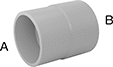 Image of Product. Male x Female. Front orientation. Contains Annotated. Pipe and Fittings. High-Purity Polypropylene Pipe Fittings for Drinking Water, Straight Reducing Adapters, Socket Fusion Weld Male × Socket Fusion Weld Female.