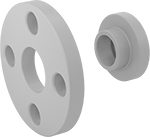 Image of Product. Flange with Straight Adapter. Front orientation. Pipe and Fittings. High-Purity Polypropylene Pipe Flanges for Drinking Water, Flanges, Stub End, Flat Surface.