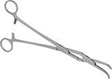 Image of Product. Front orientation. Hemostats. Locking Hemostats, Bent Nose and Plain Grip—Double Joint.