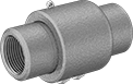 Image of Product. Female. Front orientation. Pipe and Fittings. Low-Pressure Brass and Bronze Threaded Pipe Fittings, Intermittent-Swivel Straight Connectors, Threaded Fitting Connection, Female.