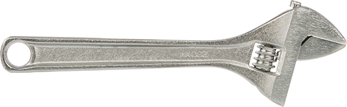 Image of Product. Side1 orientation. Chrome-Plated Steel Adjustable Wrench, Plain Grip, 8" Overall Length, 1-3/16" Maximum Jaw Capacity.