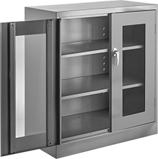 Image of Product. Front orientation. Cabinets. Bench-Height Shelf Cabinets with Clear-View Doors.