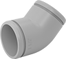 Image of Product. Bottom orientation. Pipe and Fittings. Flame-Retardant Drain, Waste, and Vent Polypropylene Pipe Fittings for Chemicals, 45° Elbow Connectors, Electrofusion Socket/Grooved-End Clamp-On Male.