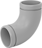 Image of Product. Bottom orientation. Pipe and Fittings. Flame-Retardant Drain, Waste, and Vent Polypropylene Pipe Fittings for Chemicals, 90° Elbow Connectors, Electrofusion Socket/Grooved-End Clamp-On Male.